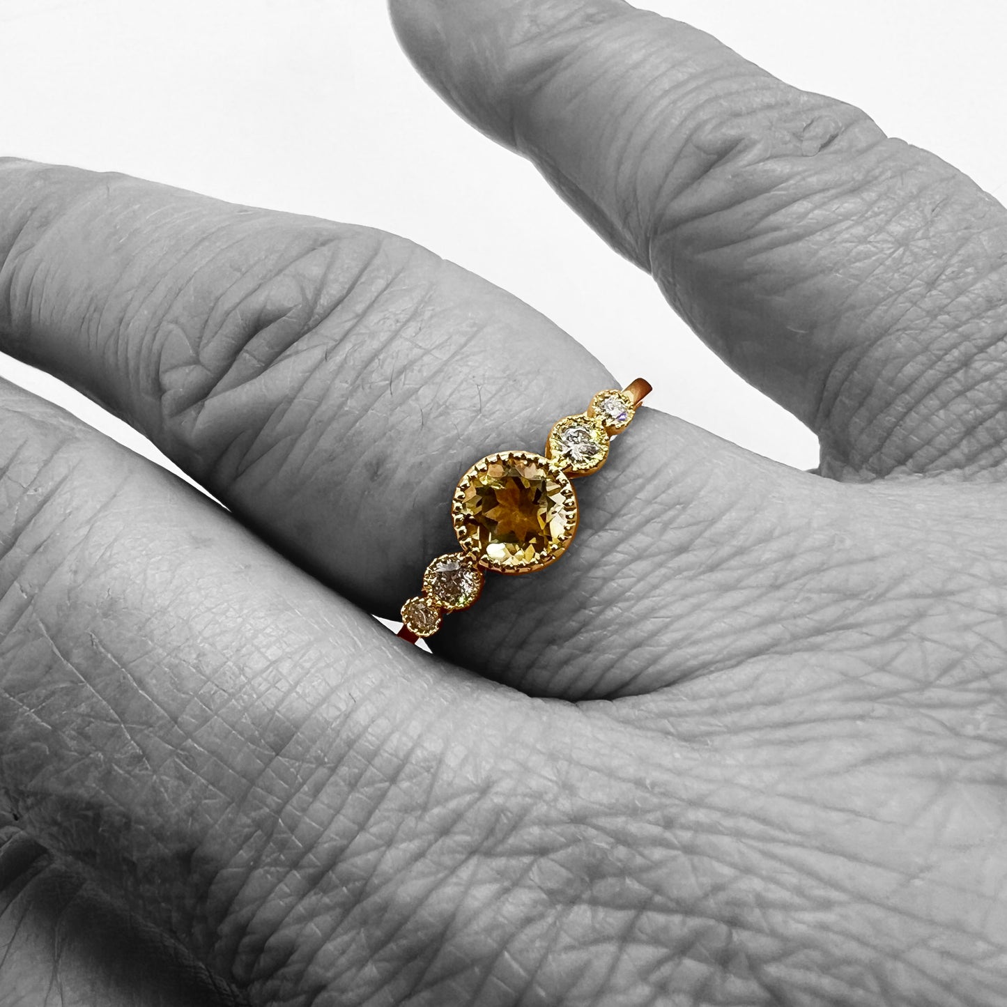 14ky Citrine and Diamond Ring