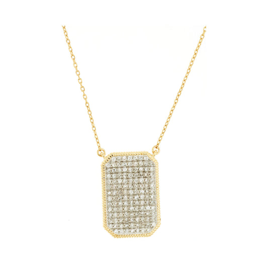 14ky Pave Diamond Rectangle Necklace