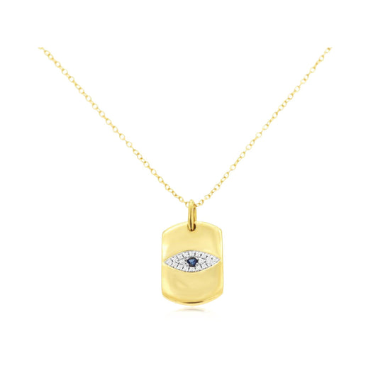 14ky Rectangular Evil Eye Diamond Necklace