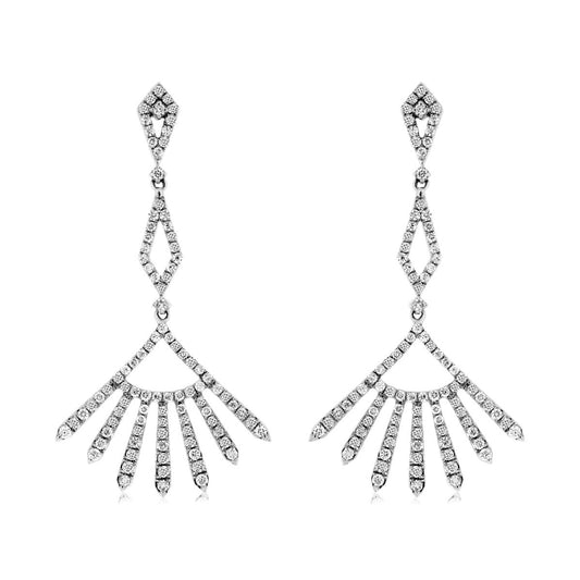 14kw diamond fan dangle earrings