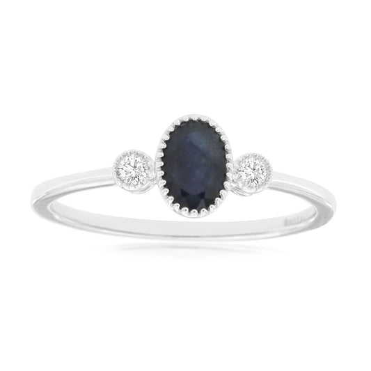 14kw Blue Sapphire and Diamond Ring