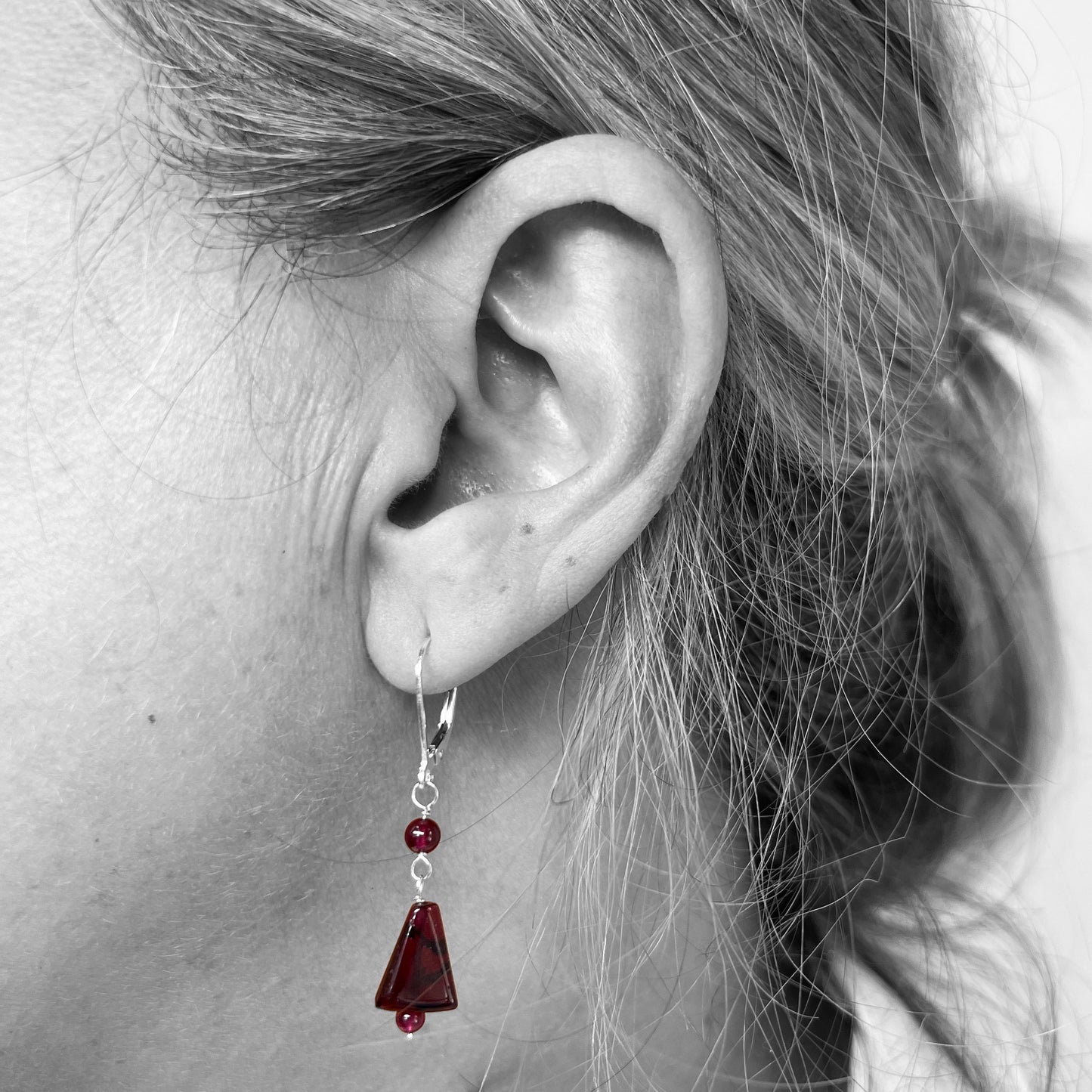 Silver Garnet Earrings