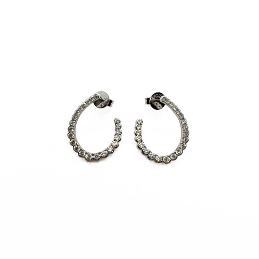 14kw Diamond Open Circle Earrings