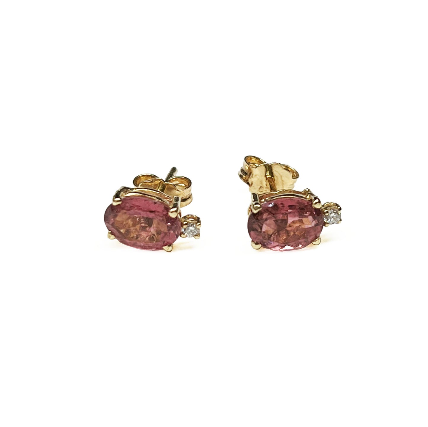 18ky Pink Tourmaline Stud Earrings